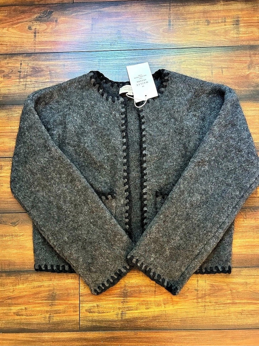 Sézane Wool Gray Cardigan Open Front Jacket Sz Small